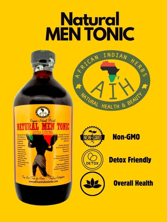 Natural Men's Herbal Tonic: African Indian Herbs Blend | Ginseng, Black Seed, Bitter Gourd | Energy, Stamina, Vitality (8oz)
