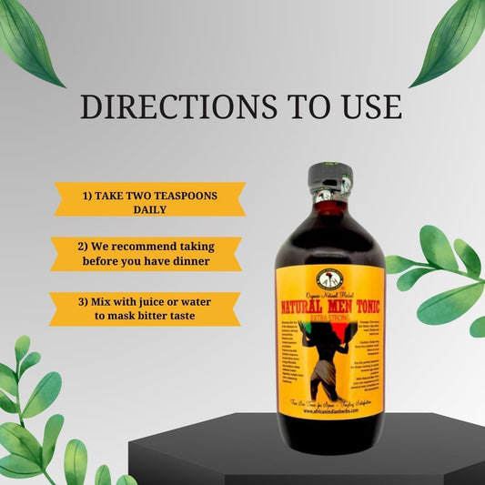 Natural Men's Herbal Tonic: African Indian Herbs Blend | Ginseng, Black Seed, Bitter Gourd | Energy, Stamina, Vitality (8oz)