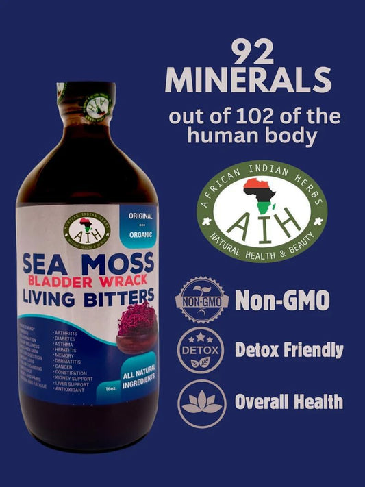 Sea Moss Tea with Living Bitters - 8oz - Detox & Immune Support Blend | Bitter Gourd, Cinnamon, Amla, Ginger & More | Natural Herbal Cleanse | Rich in Vitamins & Minerals
