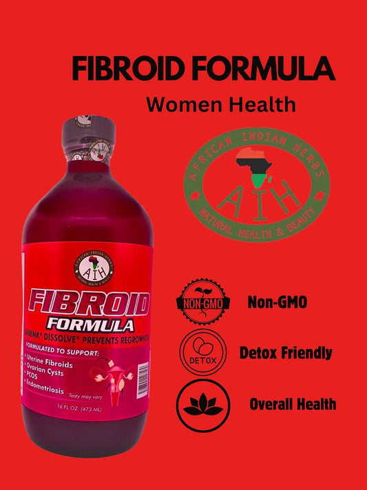 African Indian Herbs Fibroid Support: Burdock, Red Clover, Dandelion | Natural Women's Health Supplement (8oz)